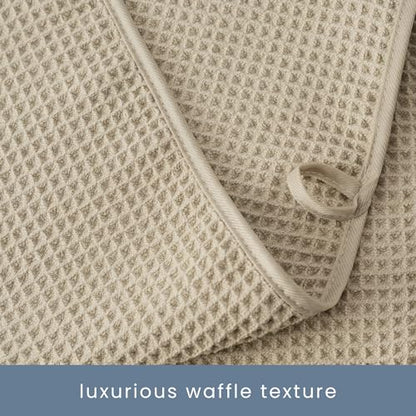 S&T INC. Aura Waffle Bath Towel Set, 6 Pieces, Beige | 2 Bath Towels, 2 Hand Towels, 2 Wash Cloths, Absorbent Microfiber, Quick-Dry and Lightweight, 420GSM - color: Beige