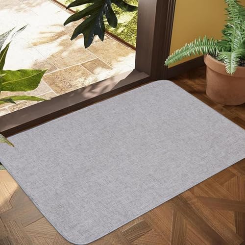 Ultra Thin Indoor Door Mat, 1/10 in Thin Door Mats for Inside Entry | 29"X17" Gray Non-Slip Rubber Back Dootmat, Long-Lasting, Easy-to-Clean, Pet-Friendly & Absorbent with Effective Dirt Trapper - color: Rounded Serged Edges(grey), size: 1'5" x 2'5" (Rect