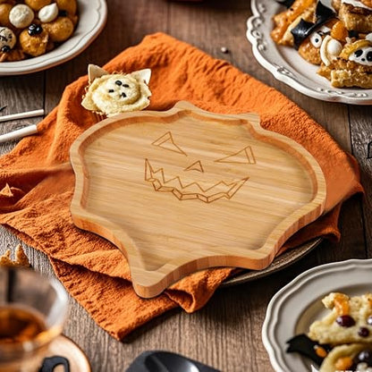 WILLKOMMEN Bat Shaped Charcuterie Board, Serving Platter, Bamboo Serving Tray 10" x 9" for Party Child Spooky Cheese Appetizer Board Serving Dishes Plate for Snacks, Candy, Cookies - color: Bat Shape