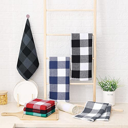 Homaxy 100% Cotton Plaid 4 Pack Kitchen Towels, 13" x 28", Black & Red | Waffle Weave, Plaid, Super Soft and Absorbent Dish Towels, Quick Drying, Multi-Purpose - color: Black & Red, size: 13 x 28 - 4 Pack