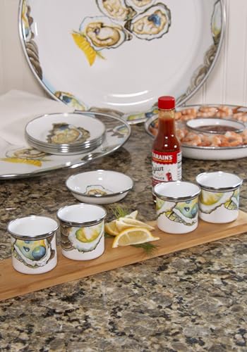 Golden Rabbit Enamelware Oval Platter, 12 x 16in, Oyster - color: Oyster
