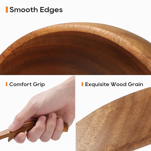 Wooden Ladle for Soup, 3 Size Teak Wood Ladle Spoon with Back Hooks, Heat Resistant Wooden Spoons for Cooking, Non-Stick, Comfortable Grip, Wood Kitchen Utensils Set for Serving, Stirring - size: 3 PCS Set