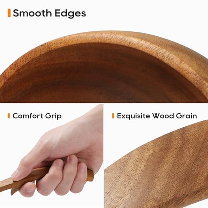 Wooden Ladle for Soup, 3 Size Teak Wood Ladle Spoon with Back Hooks, Heat Resistant Wooden Spoons for Cooking, Non-Stick, Comfortable Grip, Wood Kitchen Utensils Set for Serving, Stirring - size: 3 PCS Set