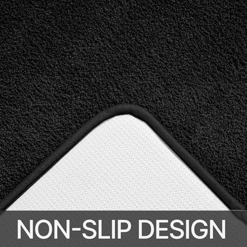 HOMEIDEAS Upgraded Bathroom Rugs Set 3 Piece, Ultra Soft Memory Foam Bath Mats, Super Absorbent Non Slip Washable U-Shaped Toilet Bath Rug (Black, 17"x24"+20"x32"+U-Shaped 20"x24") - color: Black