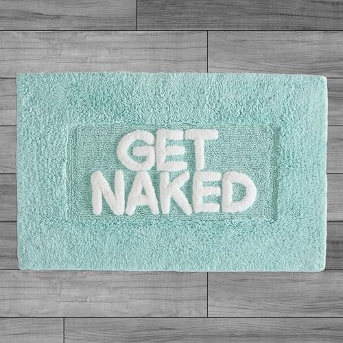 Cotton Bath Rug - Soft Cotton Bath Mat - Bathroom Decor - Water Absorbent and Machine Washable - Measures 21"x34" - Get Naked Aqua - color: Aqua, size: 1'9" x 2'10" (Rectangular), style: Get Naked