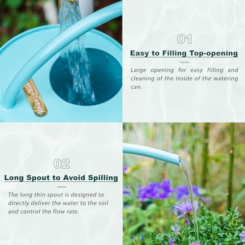 Berry&Bird 2L Long Spout Watering Can, Stainless Steel Water Can (Magnolia) | 2L stainless steel watering can, long narrow spout, elegant print, curved handle, leakproof, houseplant watering & decor - color: Yulan Magnolia