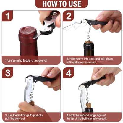 Honoson 16 Pieces Wine Keys for Severs Opener Travel Corkscrew Wine Bottle Opener Waiter Beer Bartender for Wedding Home Office Kitchen Restaurant Bar Applications (Black)