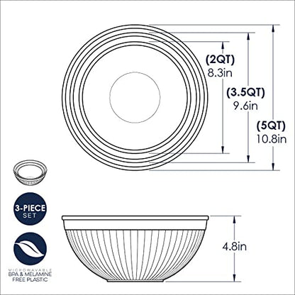 Nordic Ware Prep and Serve Mixing Bowls Set, 3-Piece, Earth-Tones - color: Earth-Tones, size: 3-Piece