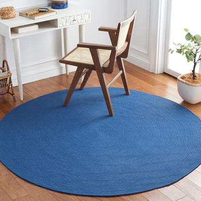 SAFAVIEH Braided Collection Area Rug - 4' Round, Blue, Handmade Country Farmhouse, Ideal for High Traffic Areas in Living Room, Bedroom (BRD402L) - color: Blue, size: 4' (Round)