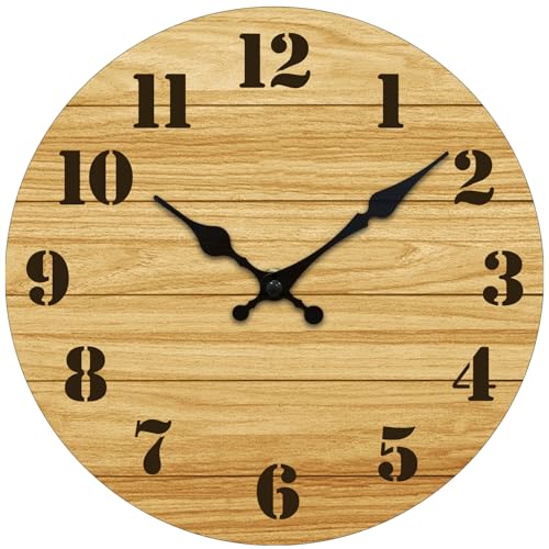 8 Inch Wall Clock, Modern Wall Clocks Battery Operated Wood | Silent Non Ticking Clock Decorative for Kitchen, Bathroom, Bedroom (Natural Wood) - color: Nature Wood, size: 8 Inch