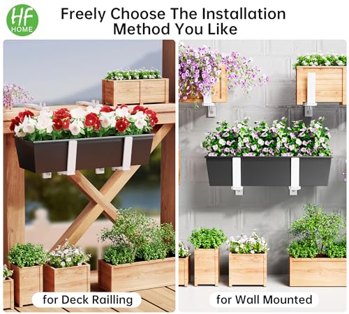 HFHOME Set of 4 Adjustable Window Planter Box Brackets, White Brackets for Window Boxes Planters, Planter Shelving with Adjustable Size The Width of The Bottom of The Planter Box (Patent Registered) - size: Set of 4 - White