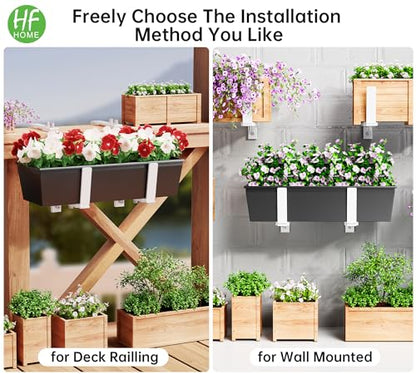 HFHOME Set of 4 Adjustable Window Planter Box Brackets, White Brackets for Window Boxes Planters, Planter Shelving with Adjustable Size The Width of The Bottom of The Planter Box (Patent Registered) - size: Set of 4 - White