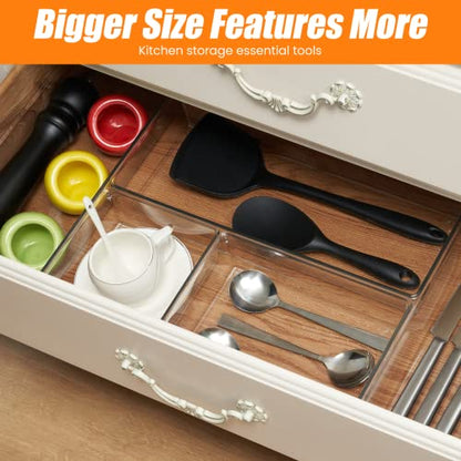22 Pcs Drawer Organizer Bins, Acrylic Non Slip Kitchen Drawer Organizers Storage Tray Divider, Multifunctional Storage for Cosmetics, Bathroom, Tools, Kitchen and Office - size: 22 Pack