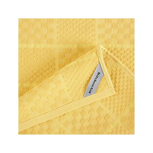 KITCHENAID Quilted Cotton Terry Cloth Oven Mitt, Pot Holder, Kitchen Towel 4-Pack Set, Heat Resistant, Silicone Grip, 16"x26", 7"x13" & 7"x10", Butter Yellow - color: Butter Yellow