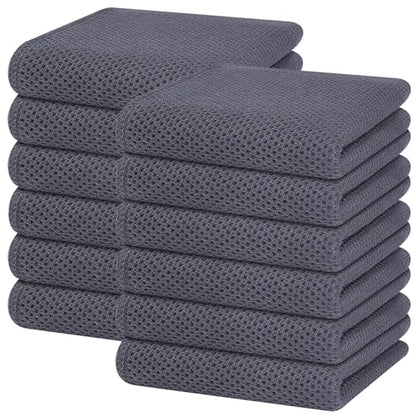 Homaxy 100% Cotton Waffle Weave Kitchen Dish Towels 12-Pack, Dark Grey | 13 x 28 Inches, Ultra Soft Absorbent Dish Towels, Quick Drying Cleaning Towels - color: Dark Grey, size: 13 X 28 - 12 Pack
