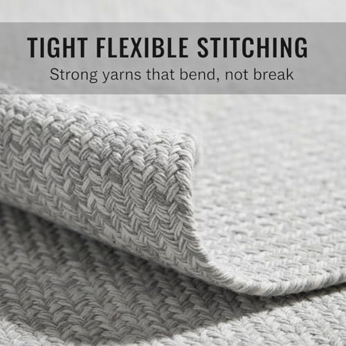 Farmhouse Braided Runner Rug 2x6 Gray & White – Reversible Cotton Blend Hallway, Kitchen, Bedroom & Entry Rug – Soft, Durable, Handcrafted, Low-Profile Indoor Mat - color: Gray & White, size: 2' x 6' (Oval)