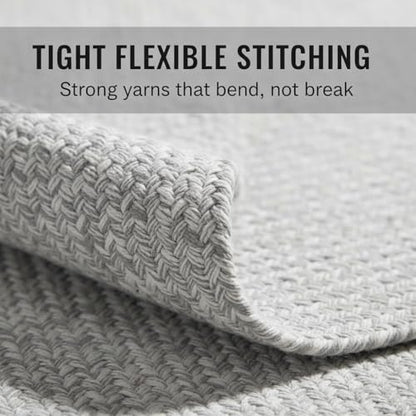 Farmhouse Braided Runner Rug 2x6 Gray & White – Reversible Cotton Blend Hallway, Kitchen, Bedroom & Entry Rug – Soft, Durable, Handcrafted, Low-Profile Indoor Mat - color: Gray & White, size: 2' x 6' (Oval)