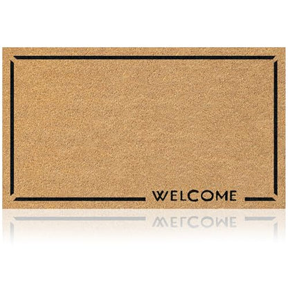 Coir Welcome Mat, Non-Slip, Welcome Classic 2, 17x29 in | 100% Natural Coir, Anti-Shedding, Durable PVC Backing, Traps Dirt and Mud, Indoor and Outdoor Entryway, Easy to Clean - color: Welcome Classic 2