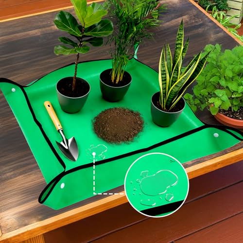 Repotting Mat for Indoor Plant Transplanting and Mess Control, Thickened Waterproof Potting Tray Foldable Succulent Potting Mat Portable Gardening Mat Garden Gifts for Women & Men, 27"x 27"
