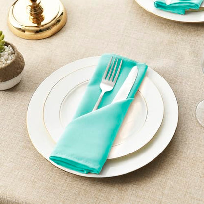 Cloth Napkins Set of 6, 18 x 18 Inch, Washable Aqua Dinner Napkins with Hemmed Edges for Restaurant, Wedding and Holiday - color: Aqua, size: 18" x 18" (Set of 6)