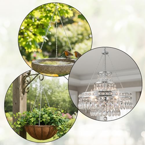 3Pcs 16 Inch Hanging Basket Chain with Hooks, Sliver Metal Flower Plant Pot Replacement Chains Hanger for Baskets Bird Feeders Planters Wind Chime Billboards