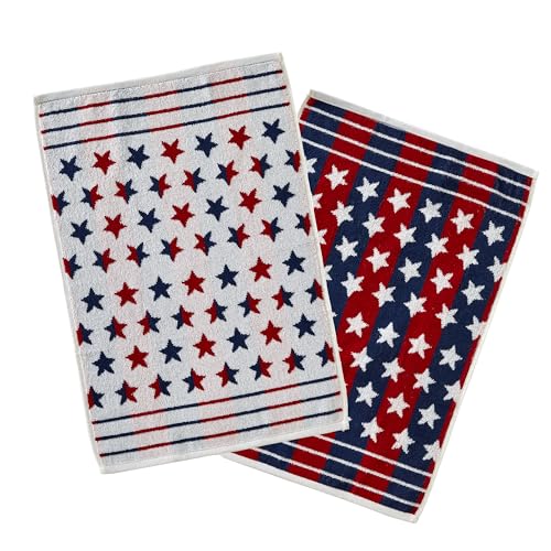 SKL Home Patriotic 4th of July Red White and Stars Hand Towel Set, 2 Count - color: Red White and Stars