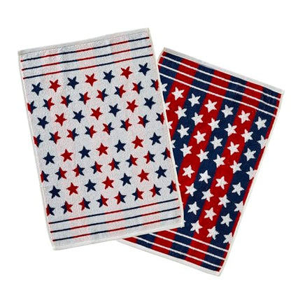 SKL Home Patriotic 4th of July Red White and Stars Hand Towel Set, 2 Count - color: Red White and Stars