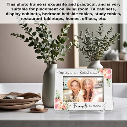 YSTEP Cousins Picture Frame, Sister Gifts, Best Friend Photo Frame, Cousins By Blood Sisters By Heart Friends By Choice Gifts, Wood 4x6 Picture Frame for Desk Display-B05 - style: Style 4