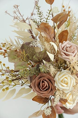Serra Flora Artificial Greenery Stems Combo Box Set,34pcs with 7 Kinds of Faux Greenery Picks for DIY Bridal Bouquets Wedding Floral Arrangement Party Table Centerpieces - color: Brown & Beige