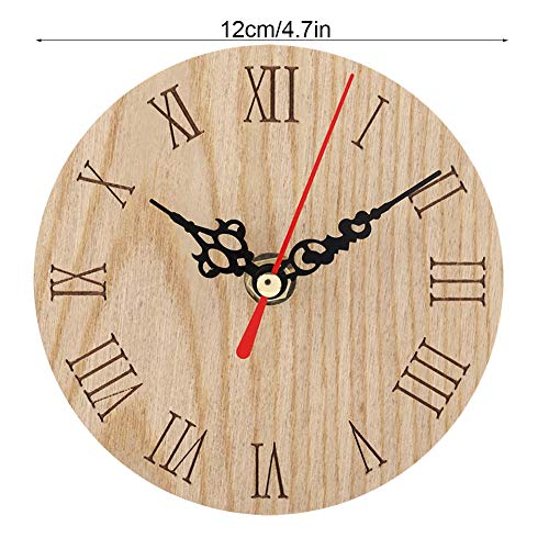 Farmhouse Wall Clock, Classic Rustic Antique Wood Silent Battery Operated, Rustic Wall Decor, 12cm Large Numerals Metal Circle Quiet Movement, for Office Kitchen Bedroom Living Roo