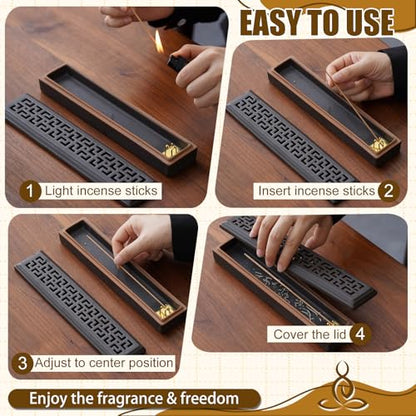 CEREMONY Incense Holder for Sticks, Ceramic Insence-Stick Holder Ash Catcher Yoga - color: Lever Brown