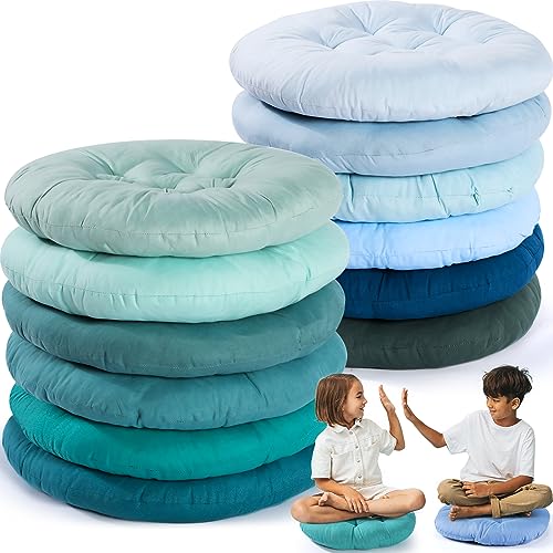 Fumete 12 Pcs Round Floor Pillows Cushions Seating 16 x 16 Inches Floor Round Cushions for Kids Toddlers Flexible Reading Chair Pillows for Classroom Home School Playing Supplies(Multicolor) - color: Multicolor