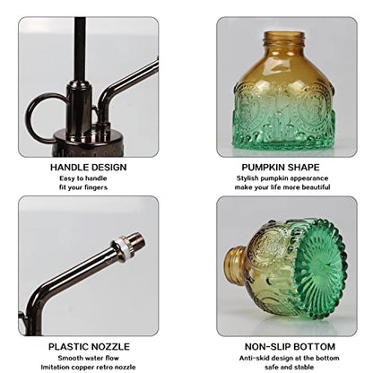 TOMEX Glass Plant Mister Spray Bottle 200ML Watering Bottle with Top Pump Watering Can for Indoor Outdoor House Plants,Flowers (Brown-Green) - color: Brown-Green
