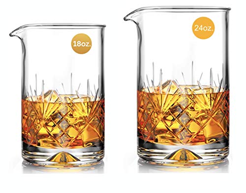 Mofado. Crystal Cocktail Mixing Glass/Premium Cocktail Shaker 18oz(540ml) - Solid and Stable Thick Bottom/Professional Quality Bartender Tool for Stirring Cocktails - Gift for Christmas, Birthday