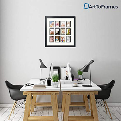 ArtToFrames Double-Multimat-1156-754/89-FRBW26079 Collage Photo Frame Double Mat with 12-3.25x4.75 Openings and Satin Black Frame - color: Porcelain, size: 12 - 3.25x4.75