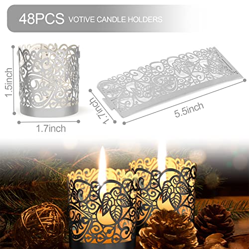 48PCS Votive Candles Holders Wraps, Silver Tea Light Candle Fairy | Home Decoration(no Bottom) - color: Silver