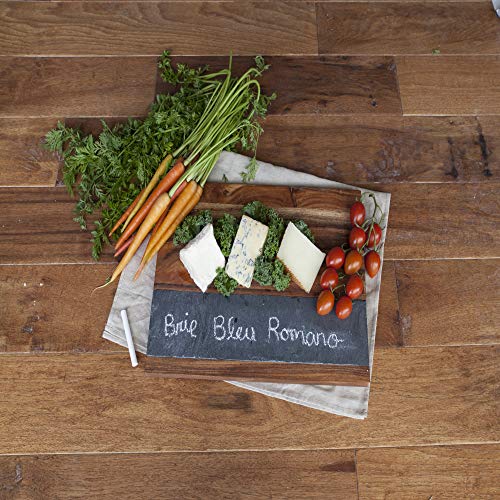 Twine Rustic Farmhouse Wood with Slate Cheese Board and Chalk Set, Acacia Wood and Natural Slate Cutting Board, Soapstone Chalk, 15" by 11", Gourmet Gift Set - style: Wood with Slate Cheese Board
