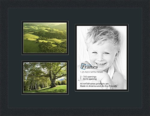 ArtToFrames Collage Photo Frame Double Mat with 1-8x10 and 2-5x7 Openings and Satin Black Frame - color: Dutch Blue, size: 1 - 8x10 and 2 - 5x7