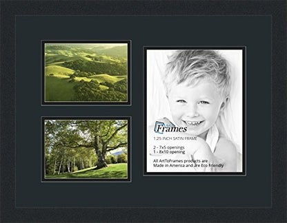 ArtToFrames Collage Photo Frame Double Mat with 1-8x10 and 2-5x7 Openings and Satin Black Frame - color: Dutch Blue, size: 1 - 8x10 and 2 - 5x7