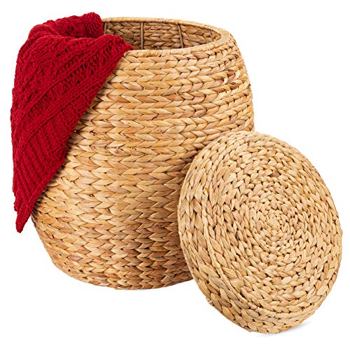 Best Choice Products Vintage Multipurpose Hyacinth Storage Basket, Plant Décor, Handwoven Organizer Tote for Bedroom, Living Room, Bathroom, w/Lid - Natural - color: Natural