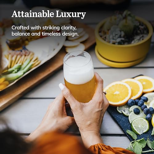 Libbey Signature Kentfield Glass Tumbler Set of 8, Elegant Heavy Base Glass Tumblers with Wide Rim, Tapered 16 oz Drinkware Set for Water and Drinks - color: Kentfield
