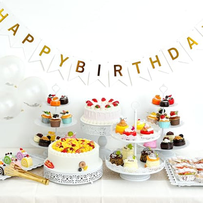 11 Pcs White Metal Cake Stand Set, Elegant Dessert Table Display Set for Party, Cupcake Stand & Candy Table Display Sets for Wedding, Birthday Celebration - color: White
