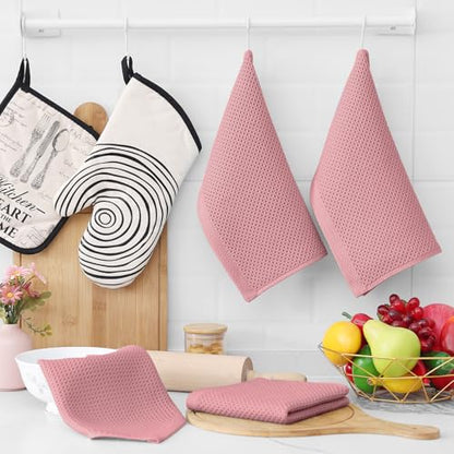 Homaxy 100% Cotton Waffle Weave Kitchen Dish Cloths 12-Pack, Dried Rose | 12 x 12 Inches, Ultra Soft Absorbent Dish Towels, Quick Drying Dish Rags with Hanging Loop - color: Dried Rose, size: 12 X 12 - 12 Pack