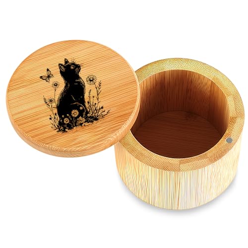 Small Trinket Box, Jewelry Box, Salt Cellar, Ring Holder, Home Room Kitchen Decorations, Ring Earrings Necklace Organizer Holder Vintage Wooden Box! (Cat) - color: Cat