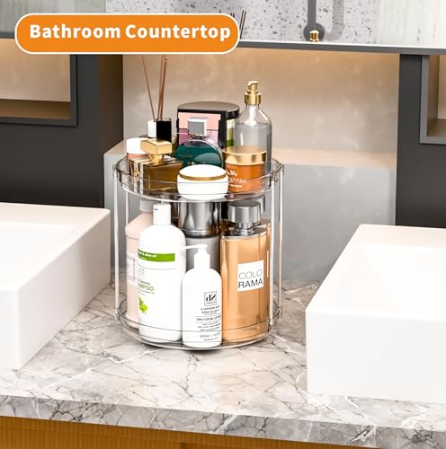 2 Pack 2 Tier Lazy Susan Spice Rack for Cabinet,Countertop and Pantry,9.5"W Small Rotating Turntable Organizer for Condiment,Pill Bottle,Vitamin,Medicine Cabinet Organizers and Kitchen Spice Organizer - size: 9.5"W-2Tier-2 Pack