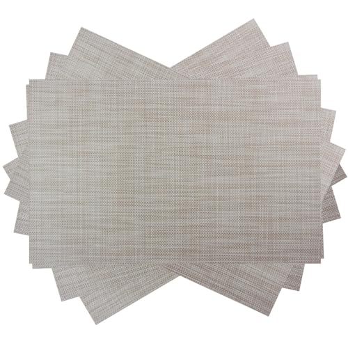Table Mats Placemats Set of 6 Placemats Washable Easy to Clean Place Mats PVC Placemat (Beige) - color: Beige, size: placemats set of 6