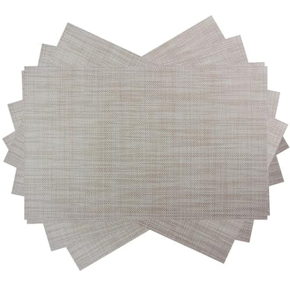Table Mats Placemats Set of 6 Placemats Washable Easy to Clean Place Mats PVC Placemat (Beige) - color: Beige, size: placemats set of 6