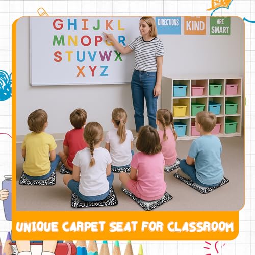 12Pcs Square Classroom Carpet Cushion,Black Exercise Book Back to School Floor Mat with Anti-Slip Particles Suitable for classrooms, Schools and kindergartens Home Family Learning and Discussion Room - color: Black Exercise Book