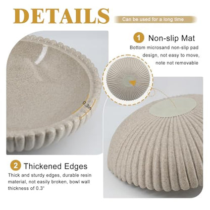 Large Resin Decorative Bowl 12 Inch, Fruit Bowl Sandstone Ruffle Key Bowl for Coffee Table Shallow Centerpiece Bowl Catch All Bowl for Kitchen Counter, Entryway, Living Room - size: 12 Inch
