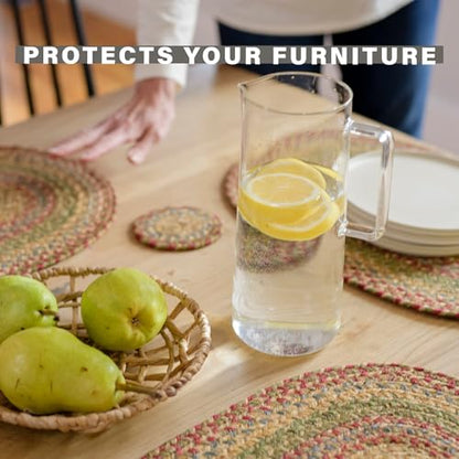 Homespice Azalea Jute Braided Placemats, Oval 13x19 Set of 6 | Protects Tabletop in Style and Everyday and Holiday Table Mats, Rich Colors, Reversible, Durable and Easy to Clean - color: Azalea